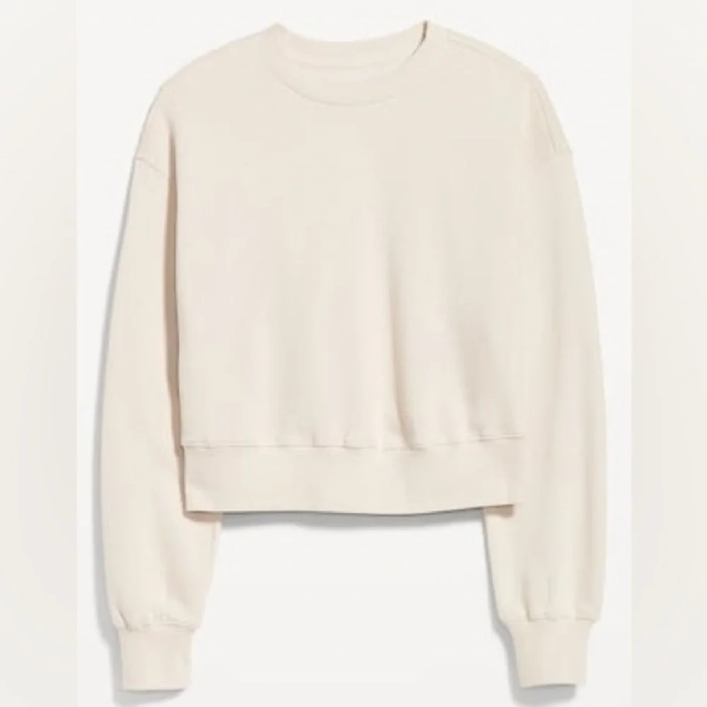 NWT Small Cream Bone Old Navy SoComfy Drop-Shoulder Crewneck Sweatshirt Comfy - Picture 4 of 13